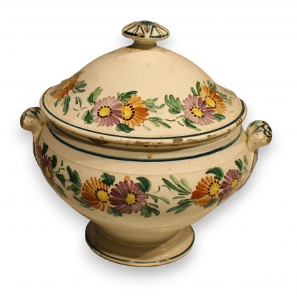 Légumier en faïence de Nyon \"Fleurs\"