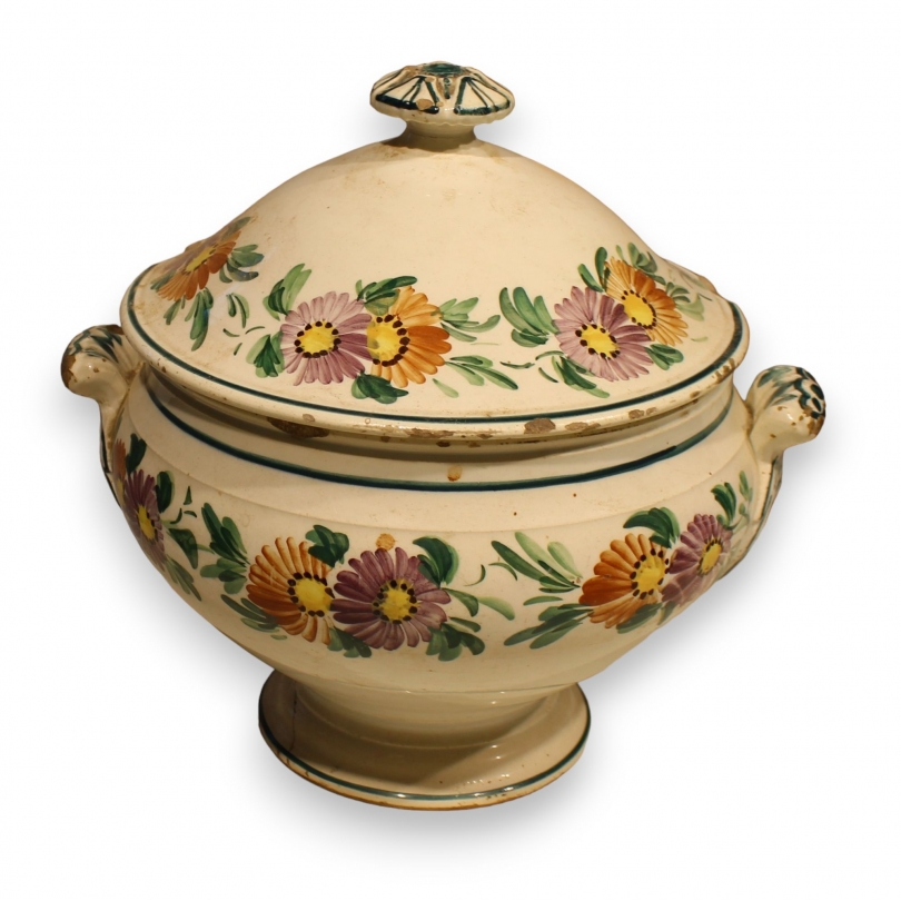 Légumier en faïence de Nyon \"Fleurs\"