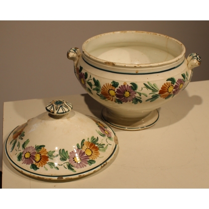 Légumier en faïence de Nyon \"Fleurs\"
