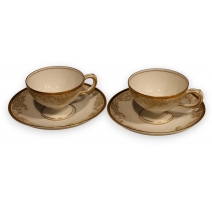 Paire de tasses et sous-tasses dorées de Rosenthal