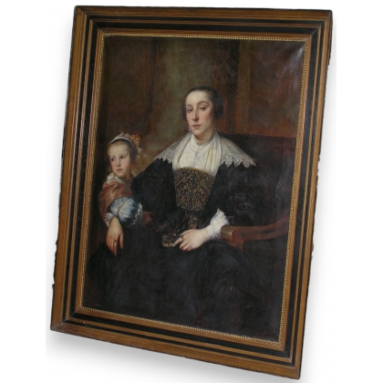 Tableau "Portrait femme et enfant ".