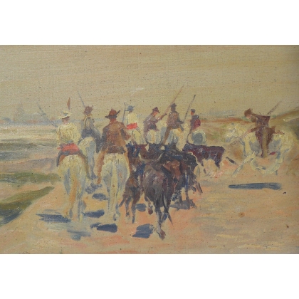Paintings | Painting: ‘Camargue Horses’. Moinat SA  – Antiques and home décor