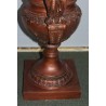 Pair of bronze vases with female handles