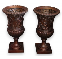 Paire de vases en bronze Bacchus