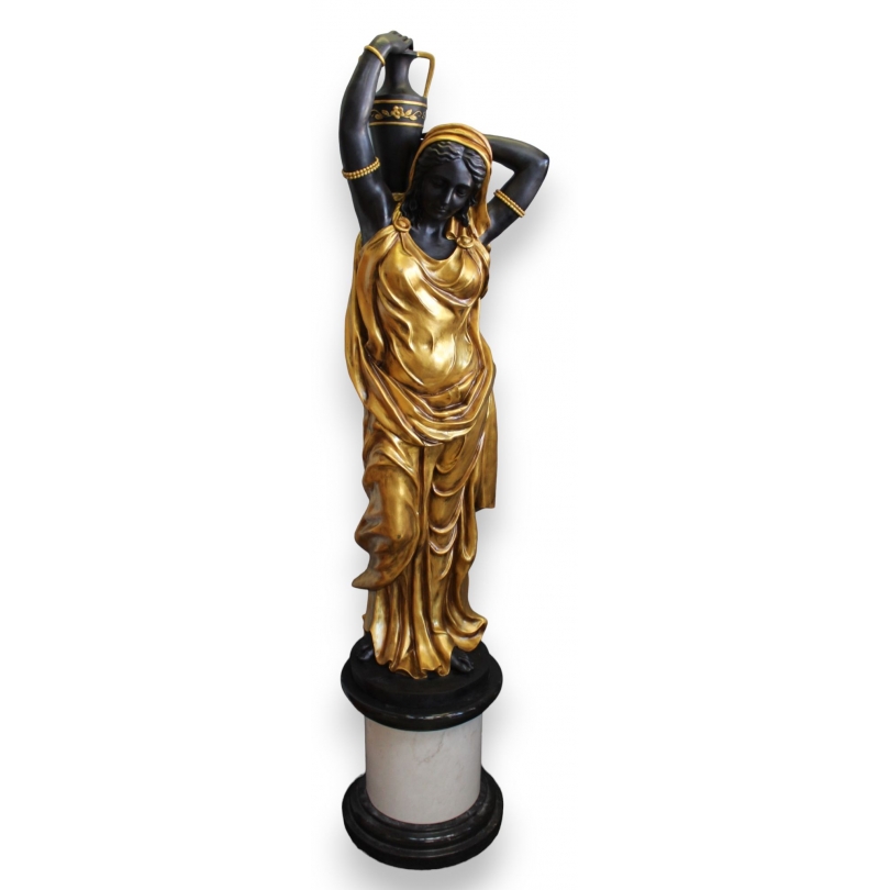 Rebecca in gilded and blackened bronze, on a marble plinth