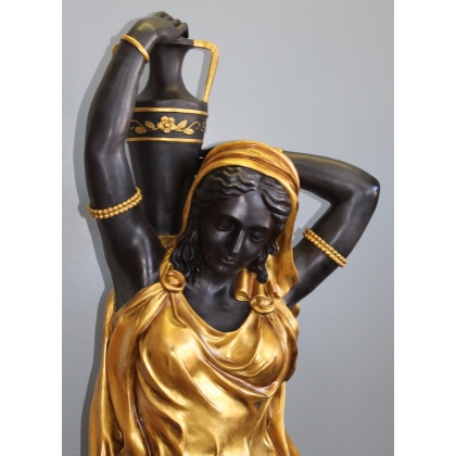 Rebecca in gilded and blackened bronze, on a marble plinth