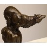 Bronze polar bear, on a black marble plinth