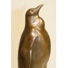 Bronze penguin and chick, on a marble plinth