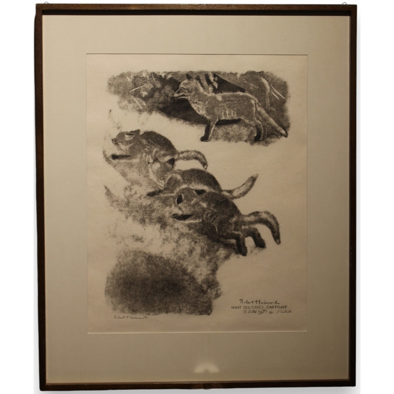 Gravure "Renardeaux se poursuivant" signée HAINARD