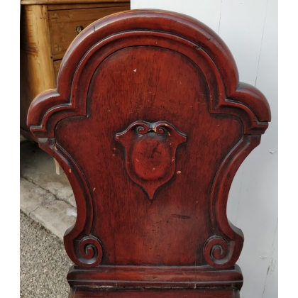 Paire de hall chairs Victoriennes en acajou