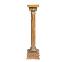 Colonne en marbre jaune plateau en bois faux marbre