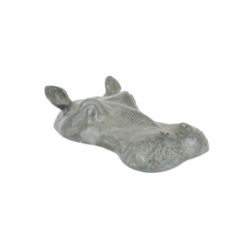 Tête d'hippopotame submergée en bronze