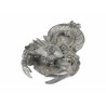 Crab-shaped door knocker in bronze with a green patina