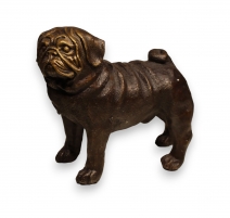 Chien Carlin en bronze