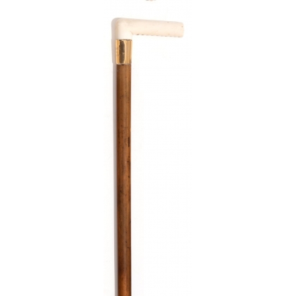 Walking stick with an ivory handle and a gold ferrule