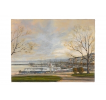 Tableau "Quai Gustave-Ador" signé DELAPIERRE