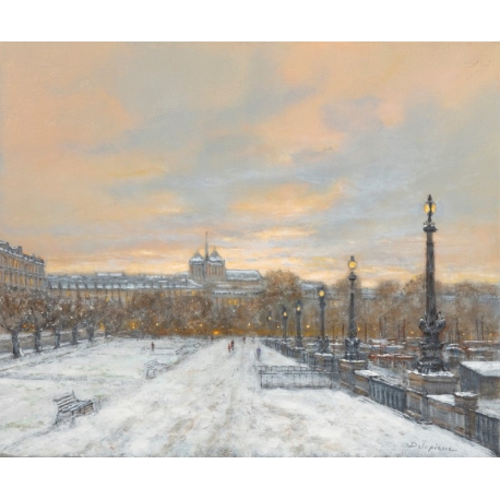 Tableau \"Au quai Gustave-Ador\" signé DELAPIERRE