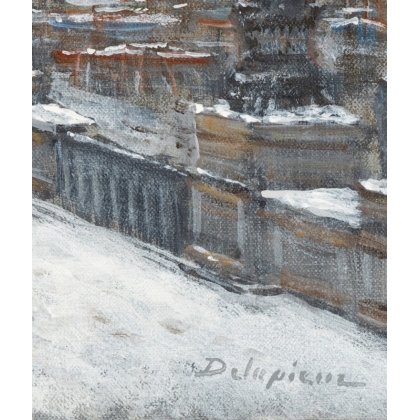 Tableau \"Au quai Gustave-Ador\" signé DELAPIERRE
