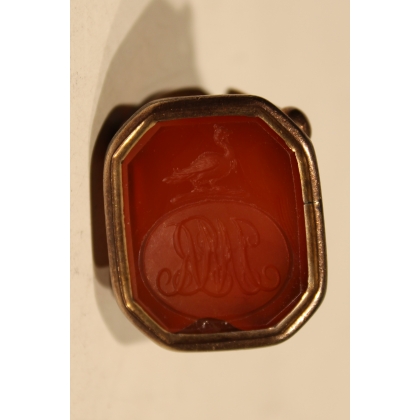 Seal set with a carved intaglio on carnelian