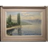 Tableau \"Le Lavaux\" signé E D. DE MADELIN