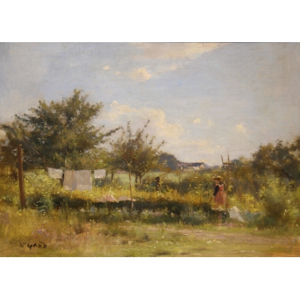 Painting entitled ‘View of an Orchard’, signed L. GAUD