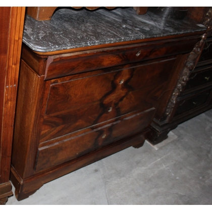 Commode Louis-Philippe, 4 tiroirs, dessus marbre