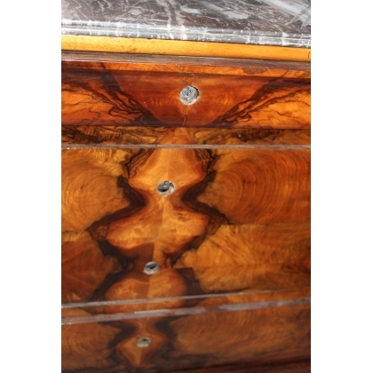 Commode Louis-Philippe, 4 tiroirs, dessus marbre