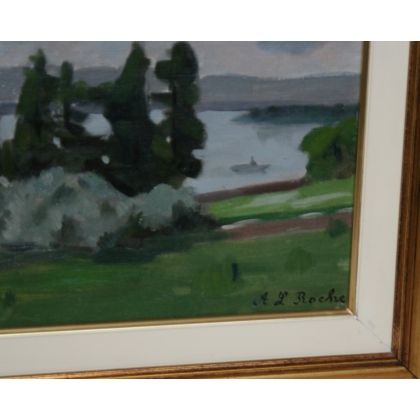 Paintings | Painting: ‘Lake and Trees’. Moinat SA  – Antiques and home décor