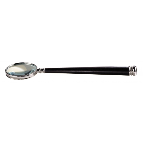 Nickel magnifying glass, wooden handle