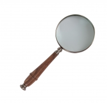 Magnifying glass wooden handle and brass silver