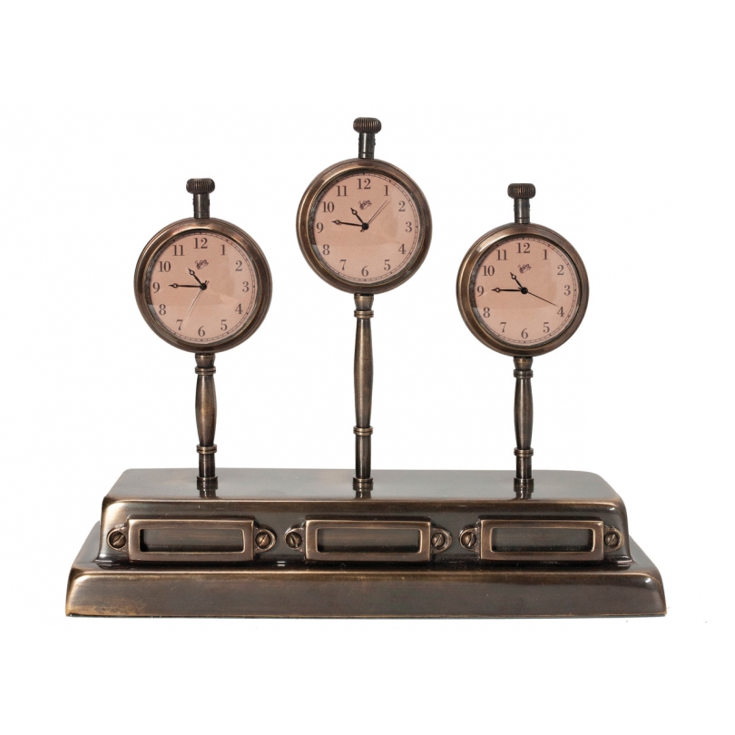Pendule de bureau "Trois fuseaux horaires"