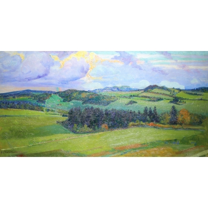 Tableau \"Paysage du Jura\" signé L\'ÉPLATTENIER