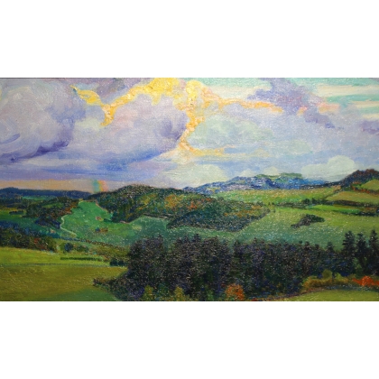 Tableau \"Paysage du Jura\" signé L\'ÉPLATTENIER