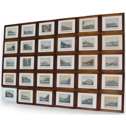 32er-Set mit Stichen „Comer See, Lecca und Lugano“ von Moinat SA – Antiquitäten und Dekoration – Stiche, Lithografien