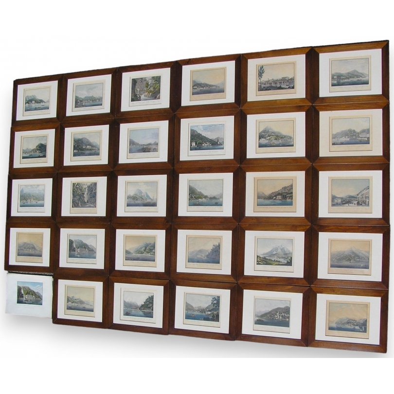 32er-Set mit Stichen „Comer See, Lecca und Lugano“ von Moinat SA – Antiquitäten und Dekoration – Stiche, Lithografien