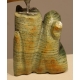 Toucan en calcite jaune et socle vert