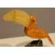 Toucan en calcite orange et socle vert