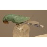 Perroquet en calcite verte et socle blanc