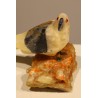 Perroquet en calcite blanche et bleue