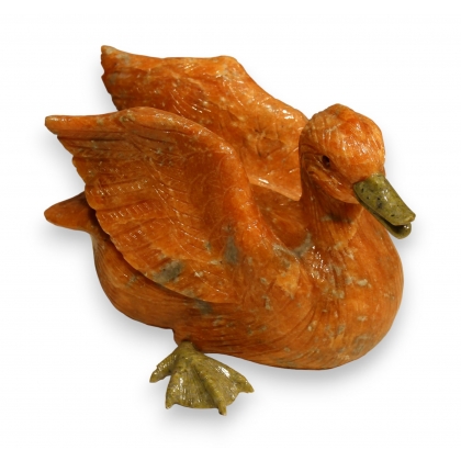 Canard en calcite orange et verte