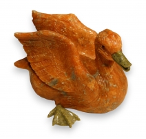 Canard en calcite orange et verte