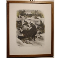 Gravure "Chamois" signée RIME