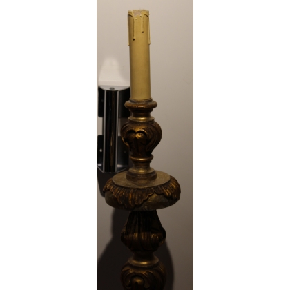 Large carved wooden candle holder, gilded