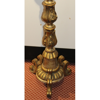 Large carved wooden candle holder, gilded