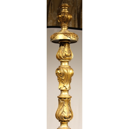 Large carved wooden candle holder, gilded