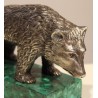 Ours en argent, les yeux en pierre rouge