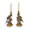 Paire de bougeoirs \"Perroquets multicolore\"