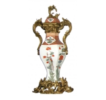 Jarrón cubierto en porcelana de la Grúa y cañas