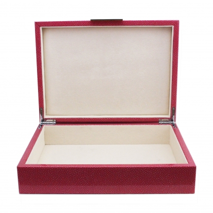 Box in pink and silver imitation stingray leather