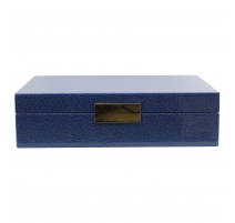 Box in imitation shagreen blue and silver